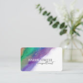 paarse en blauwgroen minimalistische clean waterve visitekaartje (Staand voorkant)