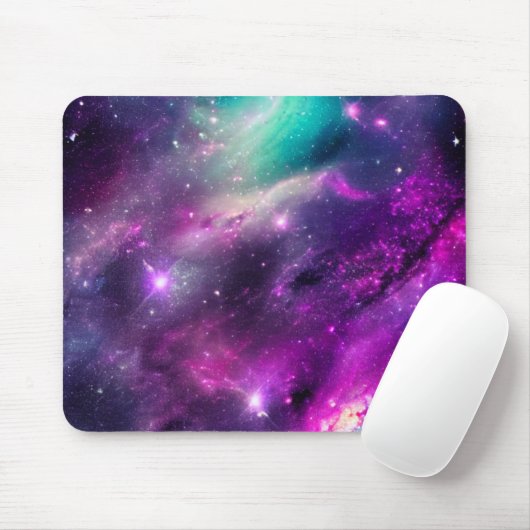 Paarse en Blauwgroen Nebula Mousepad Muismat (Met muis)
