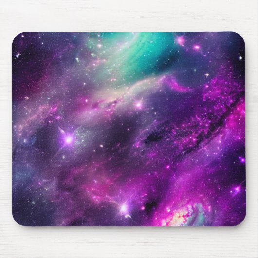 Paarse en Blauwgroen Nebula Mousepad Muismat (Voorkant)