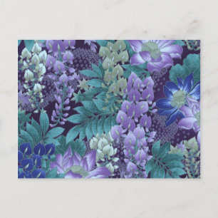 Paarse en Blauwgroen Oerwouden bloemen Briefkaart