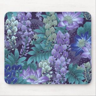Paarse en Blauwgroen Oerwouden bloemen Muismat