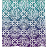 Paarse en Blauwgroen Ombre Damask Douchegordijn (Voorkant)