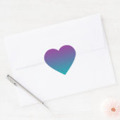 Paarse en Blauwgroen Ombre Hart Sticker (Envelop)