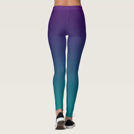 Paarse en Blauwgroen ombre Leggings (Achterkant)