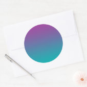 Paarse en Blauwgroen Ombre Ronde Sticker (Envelop)