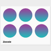 Paarse en Blauwgroen Ombre Ronde Sticker (Vel)