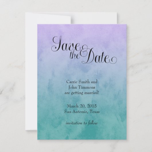 Paarse en Blauwgroen Ombre sparen de Datum Kaart (Voorkant)