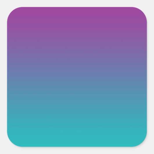 Paarse en Blauwgroen Ombre Vierkante Sticker (Voorkant)