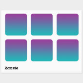 Paarse en Blauwgroen Ombre Vierkante Sticker (Vel)