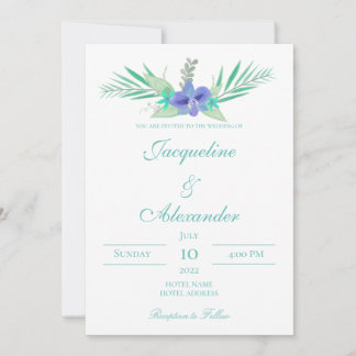 Paarse en Blauwgroen Orchidee Weddenschap Kaart