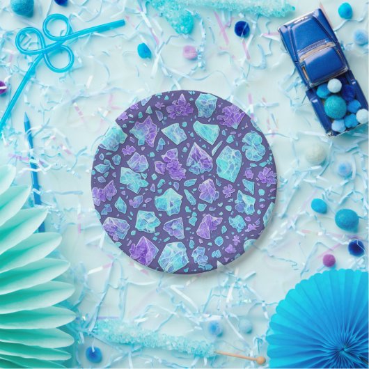 Paarse en Blauwgroen Pareltjes Papieren Bordje (Feest)