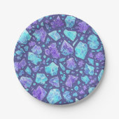 Paarse en Blauwgroen Pareltjes Papieren Bordje (Voorkant)