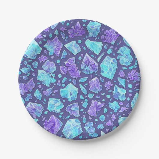 Paarse en Blauwgroen Pareltjes Papieren Bordje (Voorkant)