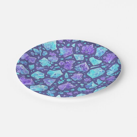 Paarse en Blauwgroen Pareltjes Papieren Bordje (Gekanteld)