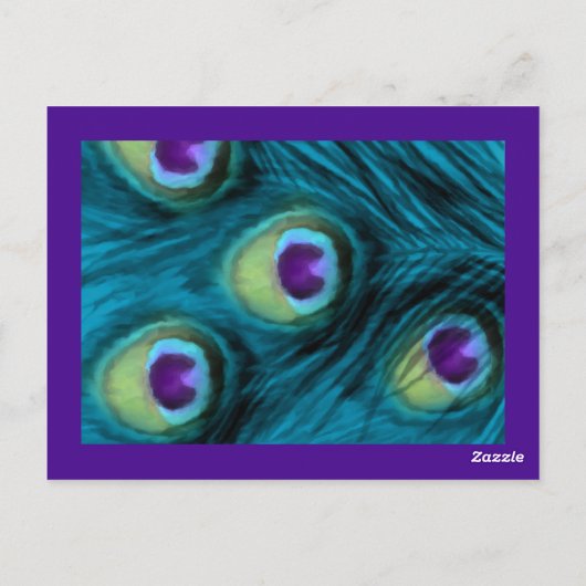 Paarse en Blauwgroen Peacock Fantasy Briefkaart (Achterkant)