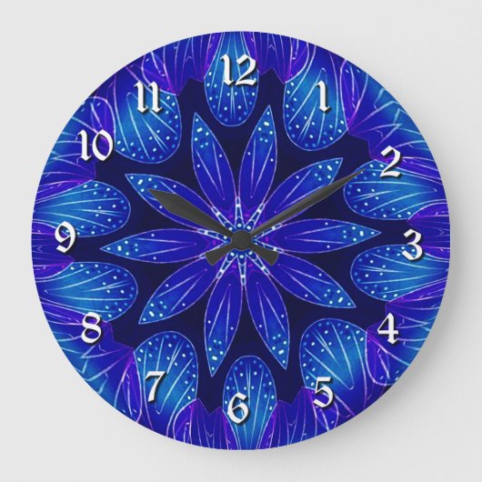 Paarse en Blauwgroen Petals Mandala Grote Klok (Voorkant)