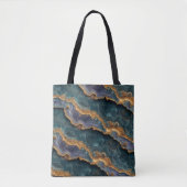 Paarse en Blauwgroen Rock Interieurpatroon Tote Bag (Voorkant)