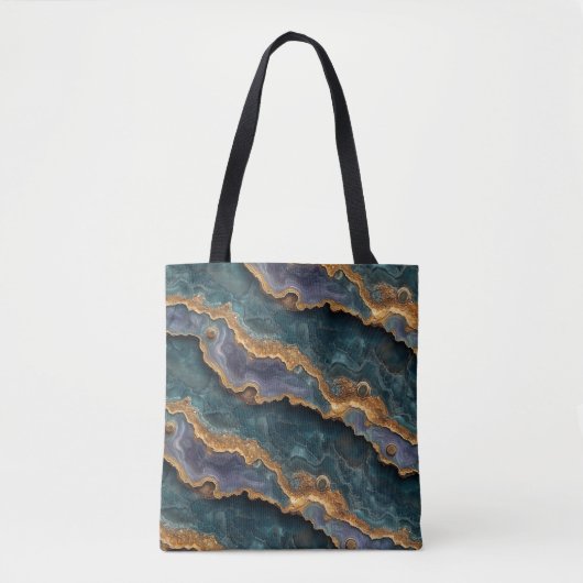 Paarse en Blauwgroen Rock Interieurpatroon Tote Bag (Voorkant)