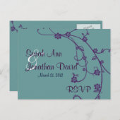 Paarse en Blauwgroen RSVP bruiloft Briefkaart (Voorkant / Achterkant)