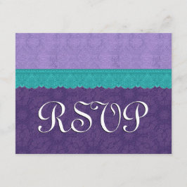Paarse en Blauwgroen RSVP Weddenschap 3B Kaartje