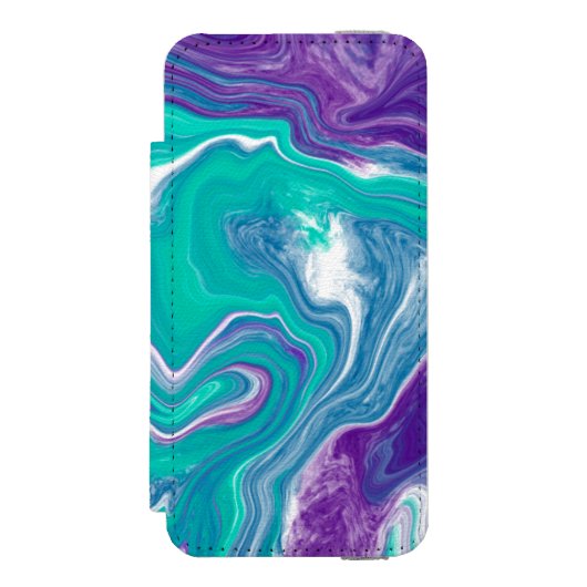 Paarse en Blauwgroen schildkunst Incipio iPhone Portemonnee Hoesje (Voorkant Agenda)