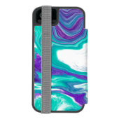 Paarse en Blauwgroen schildkunst Incipio iPhone Portemonnee Hoesje (Agenda Achterkant)