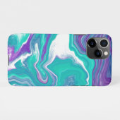 Paarse en Blauwgroen schildkunst iPhone Hoesje (Achterkant horizontaal)