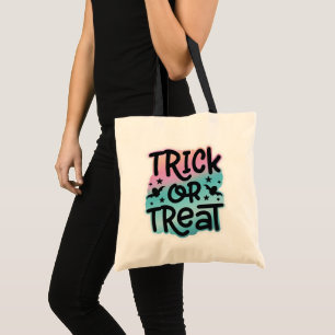 Paarse en Blauwgroen sterren en vleermuizen Trick Tote Bag
