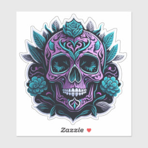 Paarse en Blauwgroen Sticker