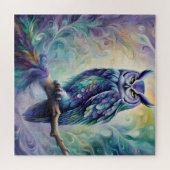 Paarse en Blauwgroen uil Legpuzzel (Horizontaal)