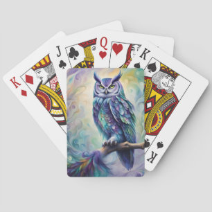 Paarse en Blauwgroen uil Pokerkaarten
