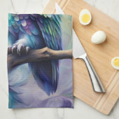 Paarse en Blauwgroen uil Theedoek (Quarter Fold)