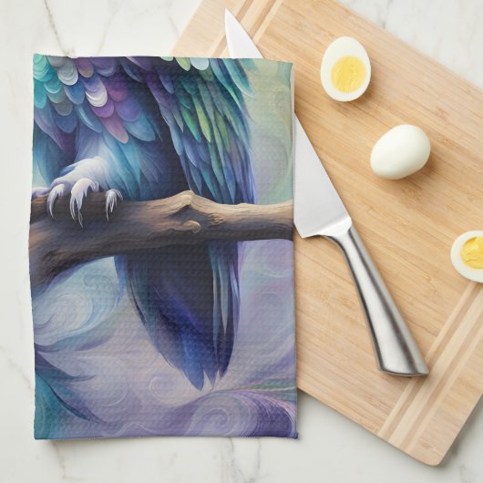 Paarse en Blauwgroen uil Theedoek (Quarter Fold)