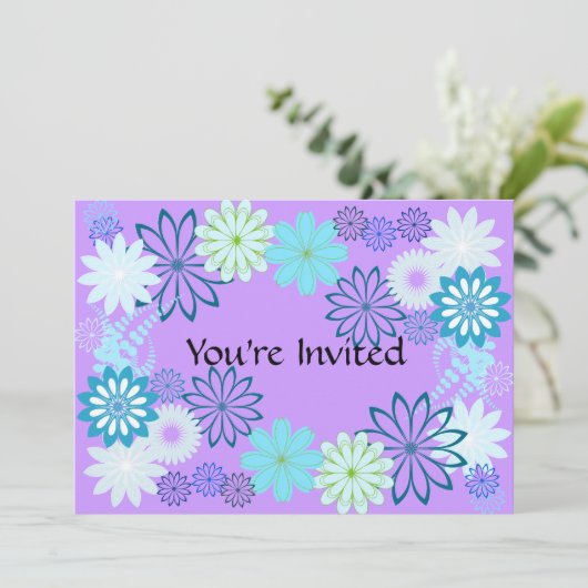 Paarse en Blauwgroen uitnodiging (Staand voorkant)