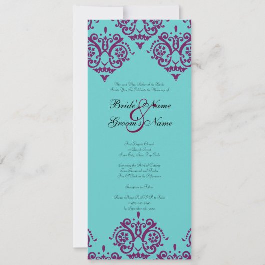Paarse en Blauwgroen uitnodiging tot weddenschappe (Voorkant)