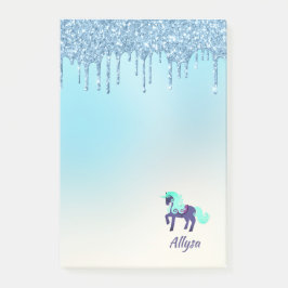 Paarse en Blauwgroen Unicorn met Faux Driving Glit Post-it® Notes