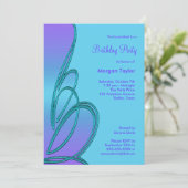 Paarse en Blauwgroen verjaardagsfeestje Kaart (Staand voorkant)