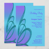 Paarse en Blauwgroen verjaardagsfeestje Kaart (Voorkant / Achterkant)