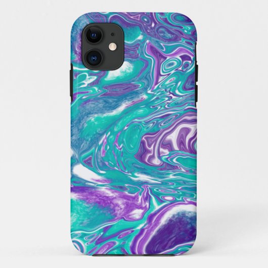 Paarse en Blauwgroen Vloeibare Kunstmarmer Case-Mate iPhone Case (Achterkant)