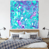 Paarse en Blauwgroen Vloeibare Kunstmarmer zoals b Canvas Afdruk (Insitu (Slaapkamer))