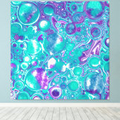 Paarse en Blauwgroen Vloeibare Kunstmarmer zoals b Canvas Afdruk (Insitu (Houten vloer))