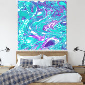 Paarse en Blauwgroen Vloeibare Kunstmarmer zoals b Canvas Afdruk (Insitu (Slaapkamer))