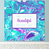 Paarse en Blauwgroen Vloeibare Kunstmarmer zoals C Canvas Afdruk (Insitu (Houten vloer))