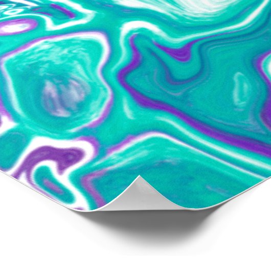 Paarse en Blauwgroen Vloeibare Kunstmarmer zoals C Poster (Hoek)