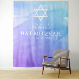 Paarse en Blauwgroen Waterverf Bat Mitzvah Achterg Wandkleed