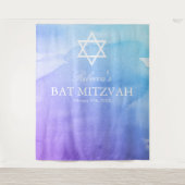 Paarse en Blauwgroen Waterverf Bat Mitzvah Achterg Wandkleed (Voorkant)