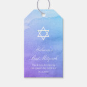 Paarse en Blauwgroen Waterverf Bat Mitzvah Cadeaulabel (Voorkant)