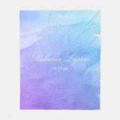 Paarse en Blauwgroen Waterverf Bat Mitzvah Fleece Deken (Voorkant)