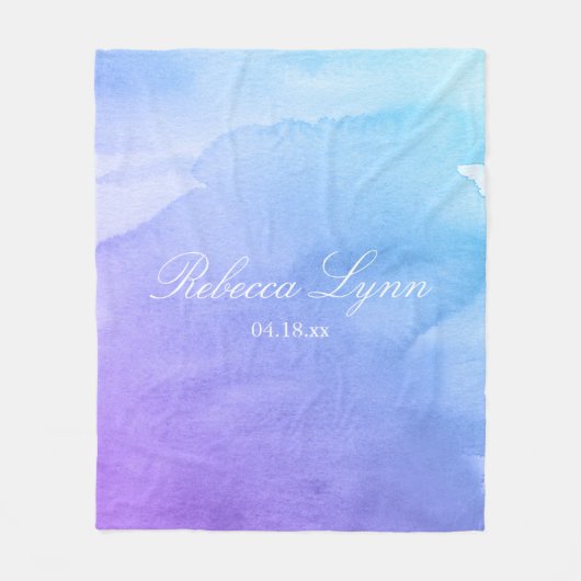 Paarse en Blauwgroen Waterverf Bat Mitzvah Fleece Deken (Voorkant)