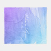 Paarse en Blauwgroen Waterverf Bat Mitzvah Fleece Deken (Voorkant (Horizontaal))